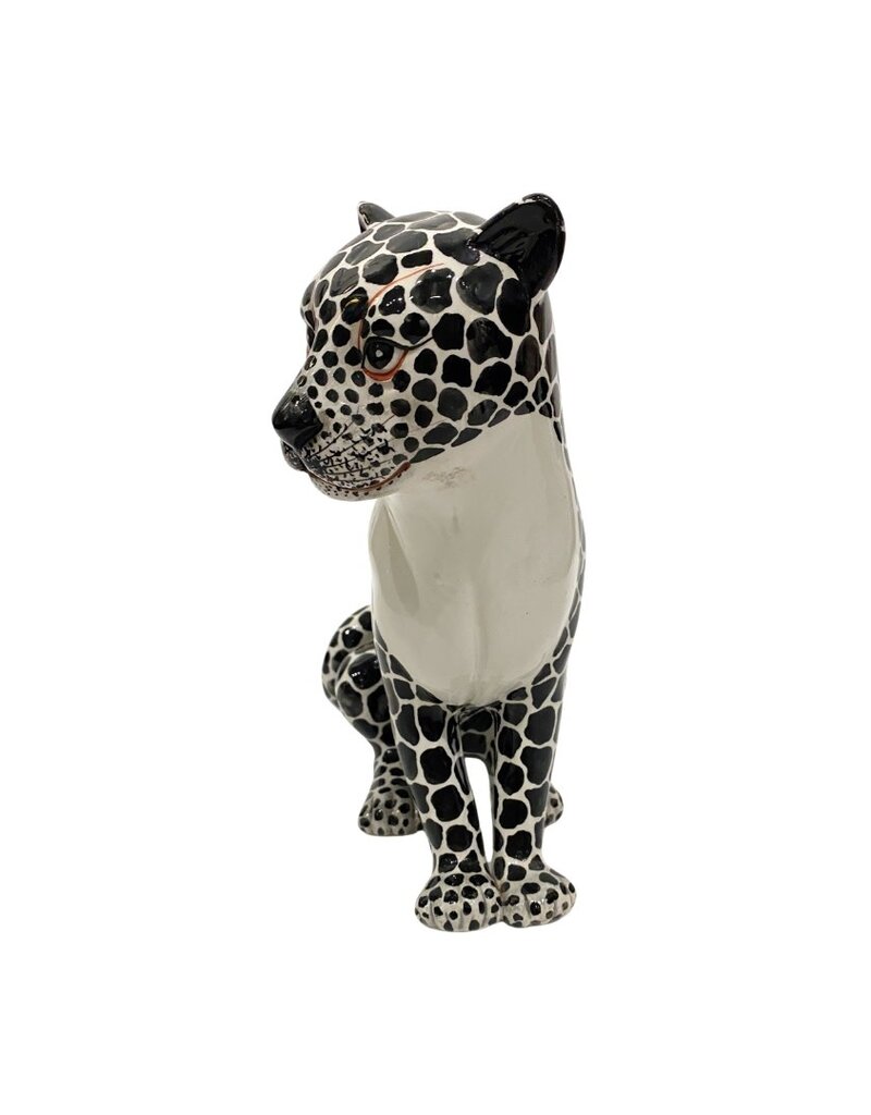 Vintage Black & White Ceramic Spotted Leopard