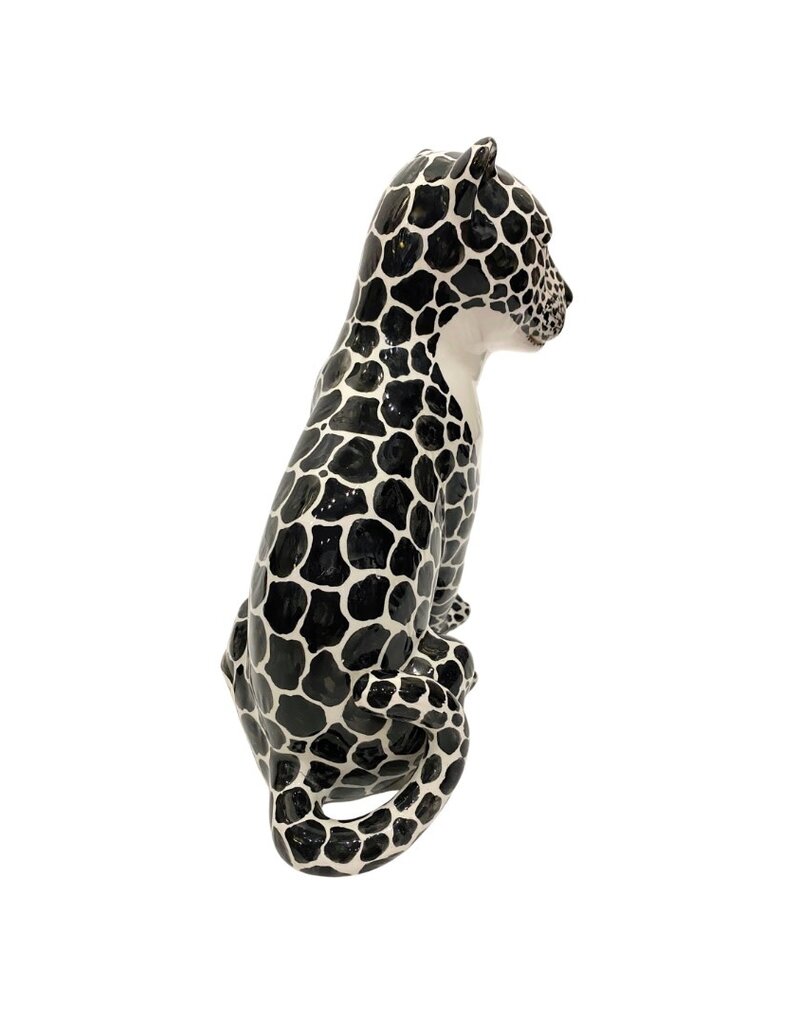 Vintage Black & White Ceramic Spotted Leopard