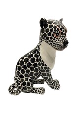 Vintage Black & White Ceramic Spotted Leopard