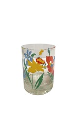 Vintage Set of 6 Multi-Colored Floral Double Old Fashioned Glasses