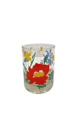 Vintage Set of 6 Multi-Colored Floral Double Old Fashioned Glasses