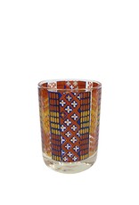Vintage Set of 6 Multi-Colored Patchwork Double Old Fashioned Glasses