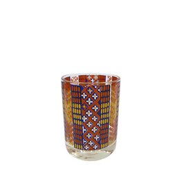 Vintage Set of 6 Multi-Colored Patchwork Double Old Fashioned Glasses