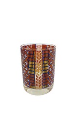 Vintage Set of 6 Multi-Colored Patchwork Double Old Fashioned Glasses
