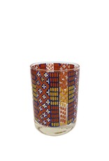 Vintage Set of 6 Multi-Colored Patchwork Double Old Fashioned Glasses