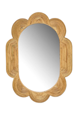 Natural Bamboo Layered Scalloped Oval Mirror