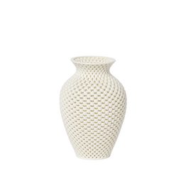 White Ceramic Woven Filigree Decorative Vase