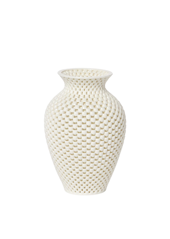 White Ceramic Woven Filigree Decorative Vase
