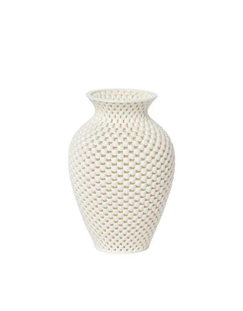 White Ceramic Woven Filigree Decorative Vase