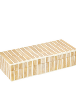 Tan & Ivory Striped Rectangular Bone Box