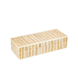 Tan & Ivory Striped Rectangular Bone Box