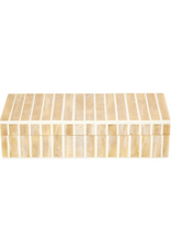 Tan & Ivory Striped Rectangular Bone Box
