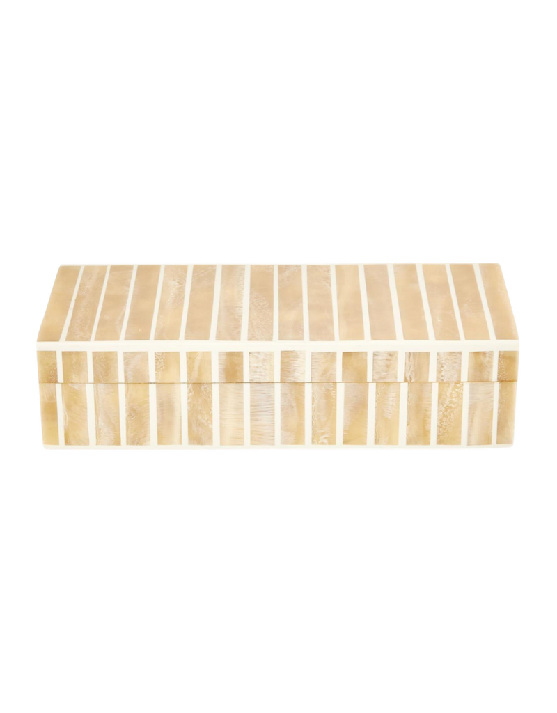 Tan & Ivory Striped Rectangular Bone Box