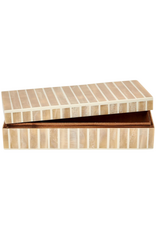 Tan & Ivory Striped Rectangular Bone Box