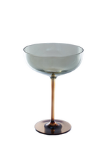 Set of 6 Amber & Green Champagne Saucer Glasses