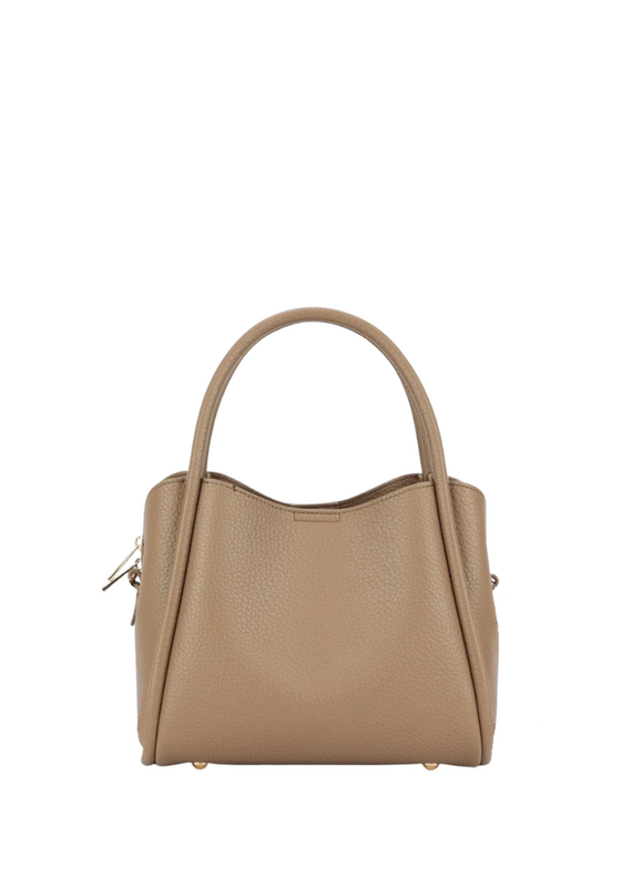 Tan Pebbled Faux Leather Handbag with Handles