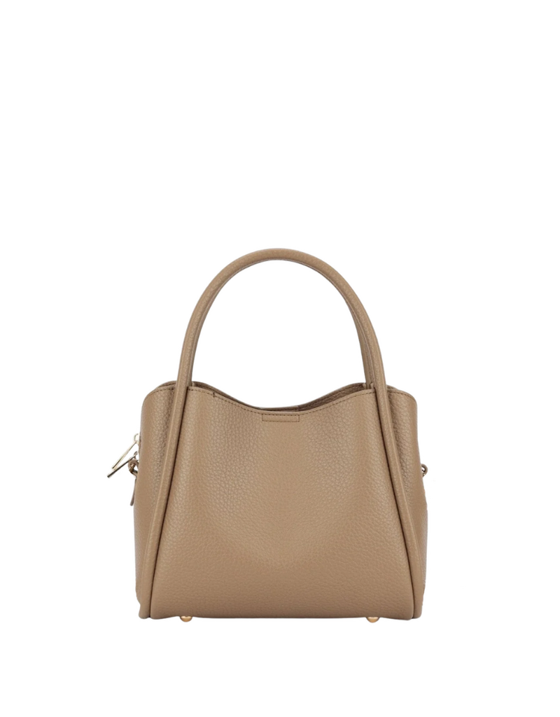 Tan Pebbled Faux Leather Handbag with Handles
