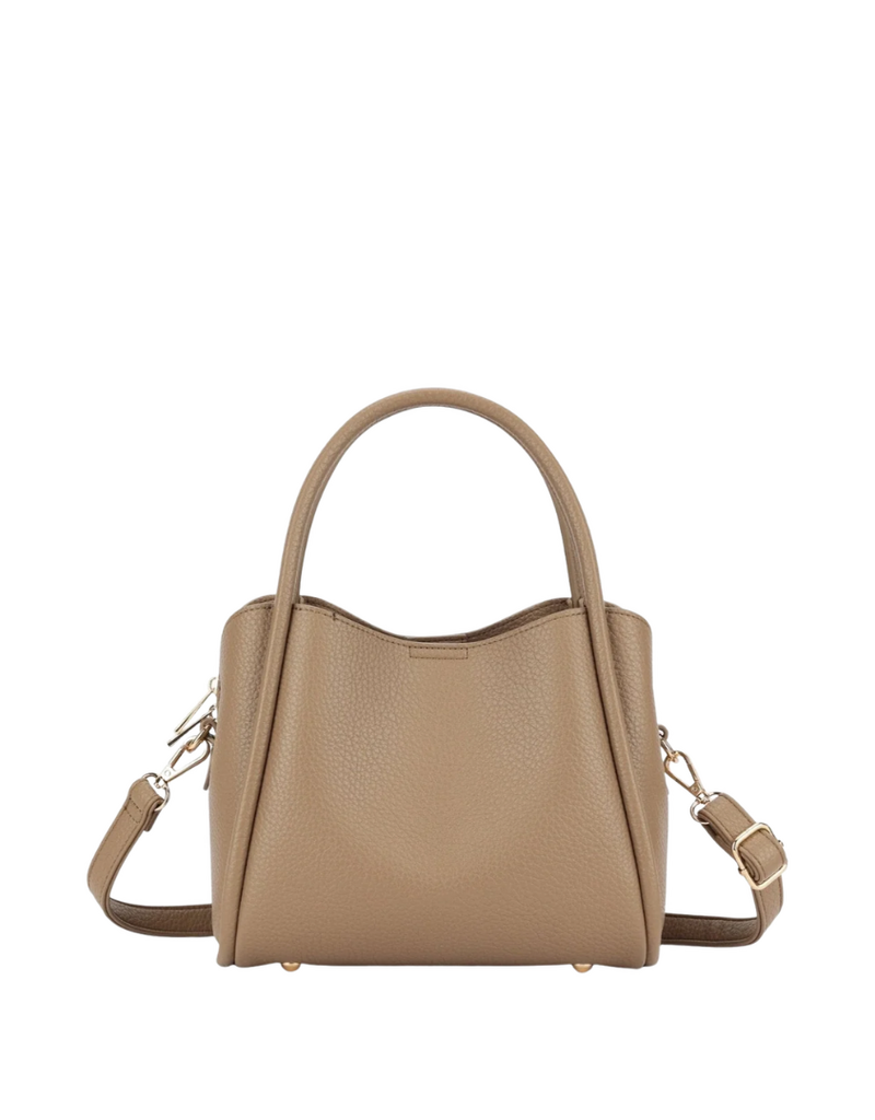 Tan Pebbled Faux Leather Handbag with Handles
