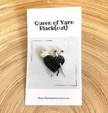 Channypeascorner Queen of Yarn Black (out) Knit Enamel Pin