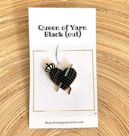 Channypeascorner Queen of Yarn Black (out) Crochet Enamel Pin