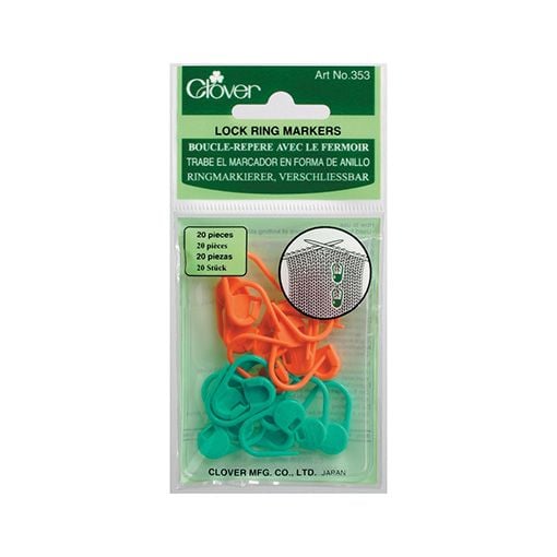 Clover Locking Stitch Markers - 20 Coiless Plastic Safety Pin Stitch  Markers. Good for worsted weight yarn. Art No. 353