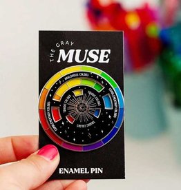 Gray Muse Color Wheel Enamel Pin Black and Gold