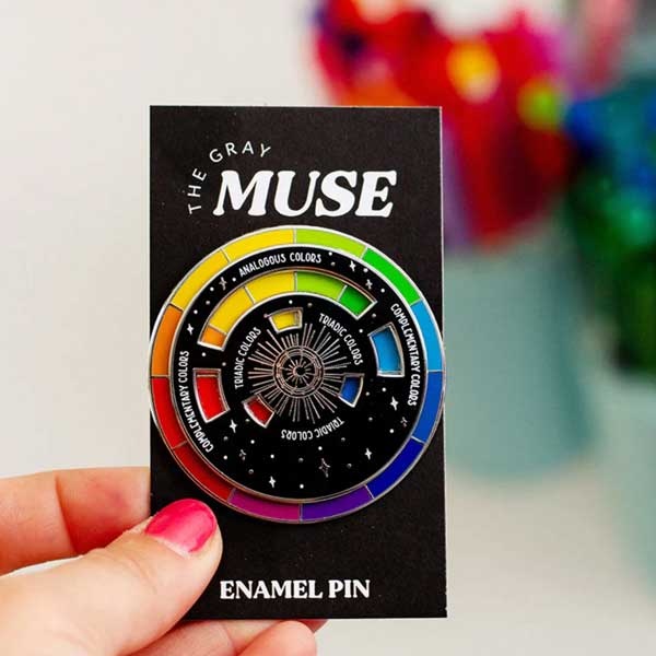 Gray Muse Gray Muse Color Wheel Enamel Pin Black and Gold