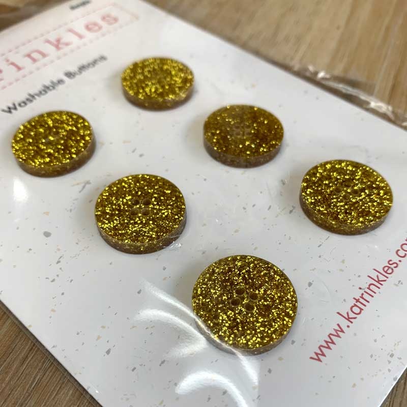 Katrinkles Katrinkles Gold Glitter Acrylic Buttons 3/4"