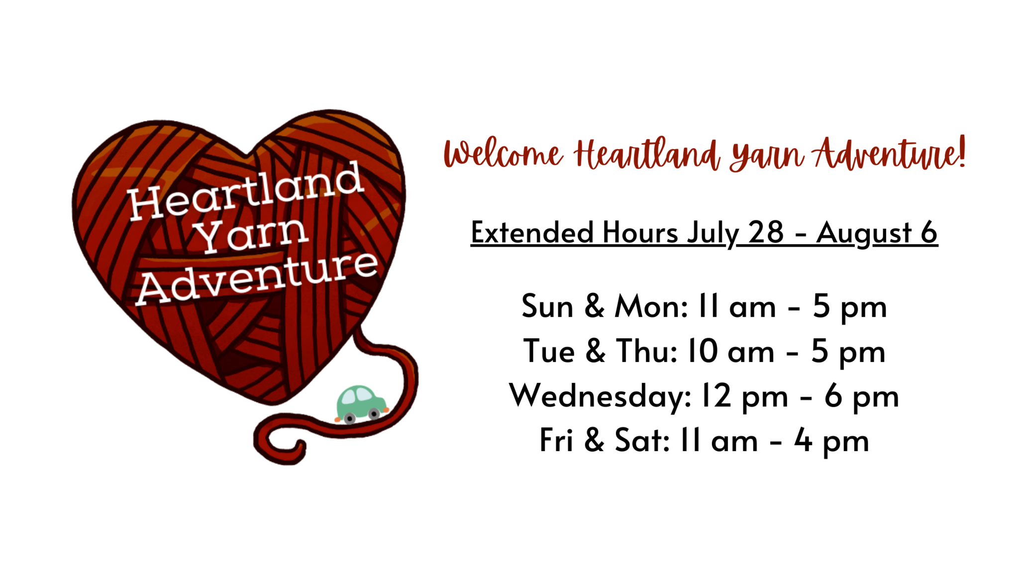 Heartland Yarn Adventure Hours - River Colors Studio