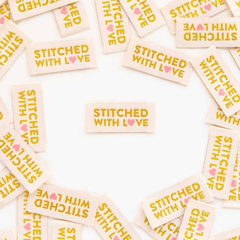 Sarah Hearts Stitched With Love Woven Label