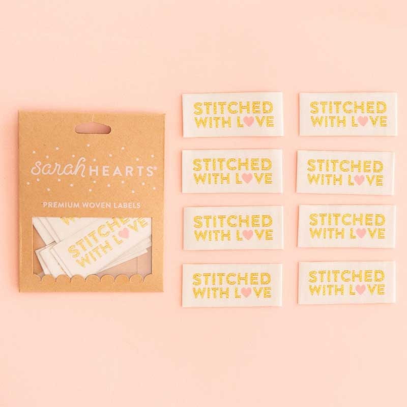 Sarah Hearts Stitched With Love Woven Label