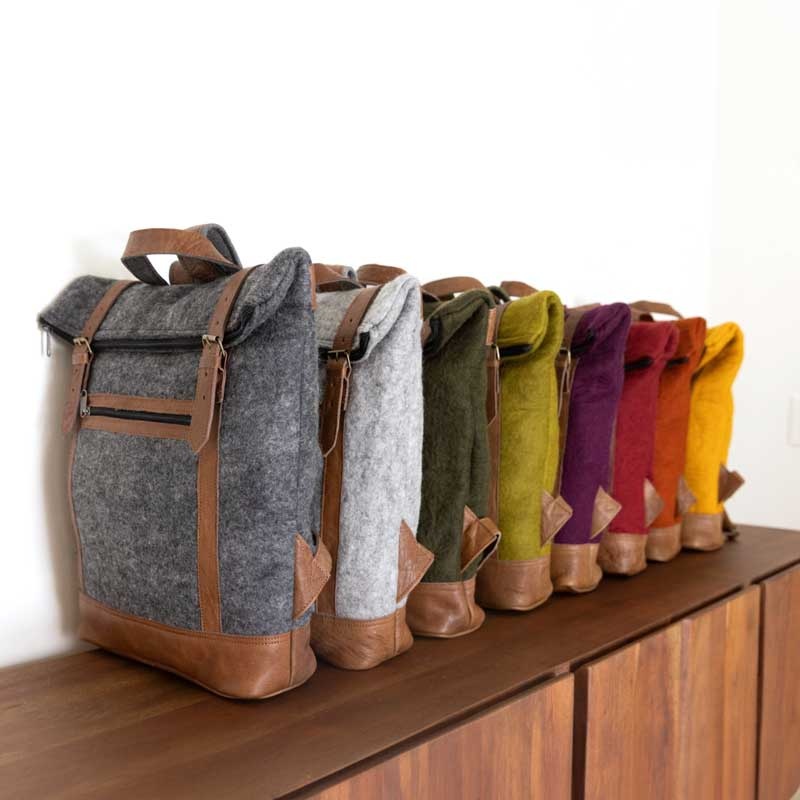 Fibres of Life Felt & Natural Leather Backpack