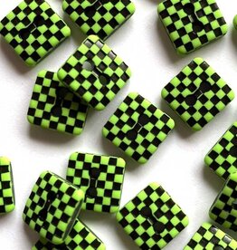 TGB4907 Green & Black Checker Sewing Buttons - 12mm