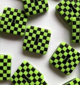 TGB4906 Green & Black Checker Sewing Buttons - 18mm