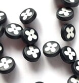 Textile Garden TGB4095 Black With White Flower Sewing Buttons - 12mm