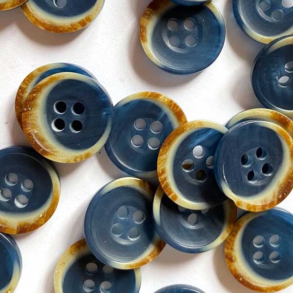 TGB5601 Navy Curved Burnt Edge Sewing Buttons - 15mm