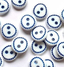 Textile Garden TGB4458 White With Blue Dots Sewing Buttons - 12mm