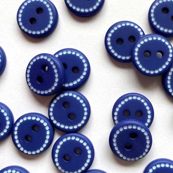 TGB4459 Blue With White Dots Sewing Buttons - 12mm