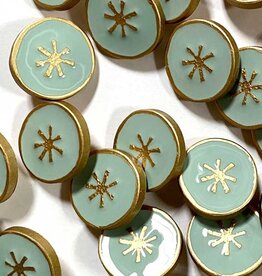 Textile Garden TGB5158  Duck Egg Glossy Resin Gold Edge 18mm