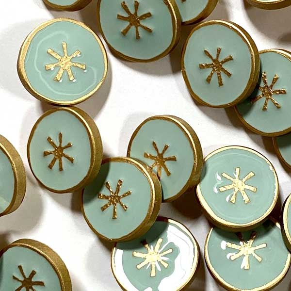 Textile Garden TGB5158  Duck Egg Glossy Resin Gold Edge 18mm
