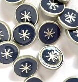 TGB2835 Navy Resin Silver Edge Sewing Buttons - 18mm