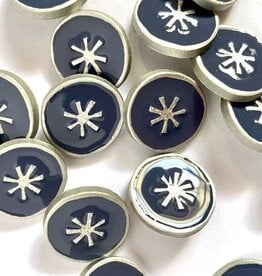 TGB2835 Navy Resin Silver Edge Sewing Buttons - 18mm
