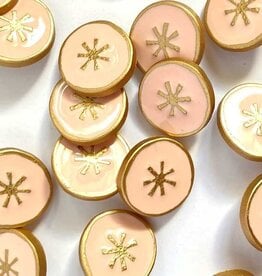 Textile Garden TGB2834 Pink Resin Gold Edge Sewing Buttons - 18mm