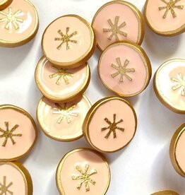 TGB2834 Pink Resin Gold Edge Sewing Buttons - 18mm