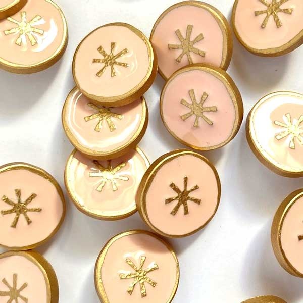 Textile Garden TGB2834 Pink Resin Gold Edge Sewing Buttons - 18mm