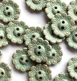 TGB5108 Pearly Green Flower Sewing Buttons - 15mm