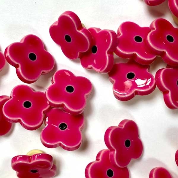 Textile Garden TGB5179 Glossy Bright Pink Flower 12mm