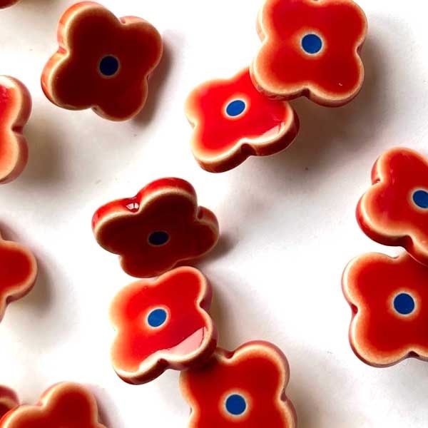Textile Garden TGB5162 Glossy Red Flower 12mm