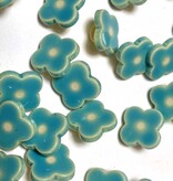 TGB5181 Turquoise Flower Sewing Buttons - 12mm