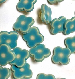 TGB5181 Turquoise Flower Sewing Buttons - 12mm